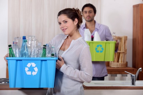 Recycling bins and skip in Norwood street