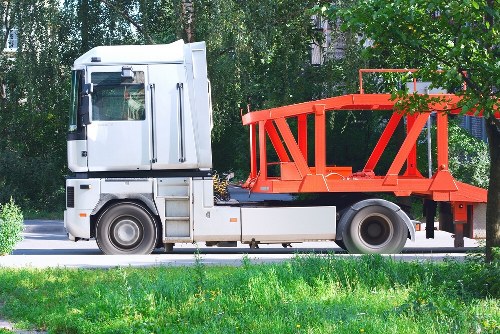 Various types of construction waste sorted for clearance
